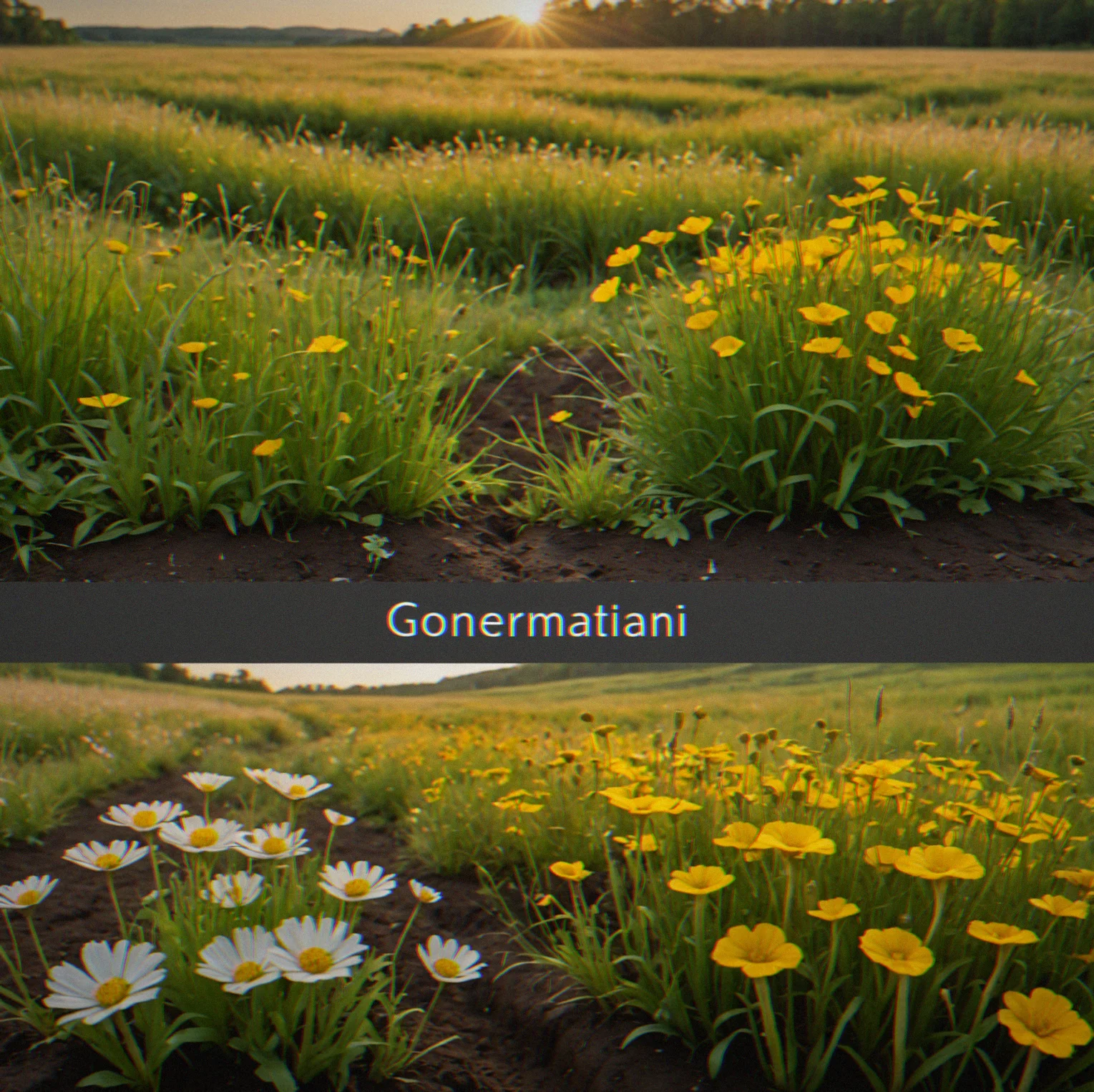 Before and after soil health visualization comparing monoculture field decline versus diverse planting regeneration